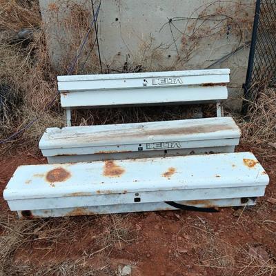 Three metal truck mount toolboxes Delta