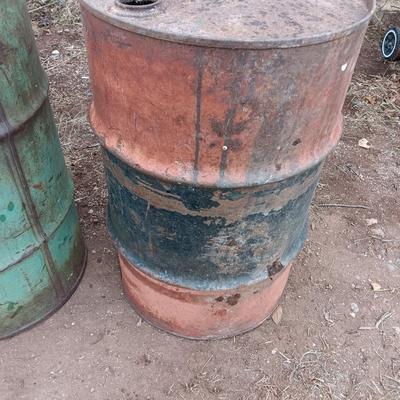Three steel drums - barrels