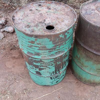Three steel drums - barrels