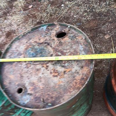 Three steel drums - barrels