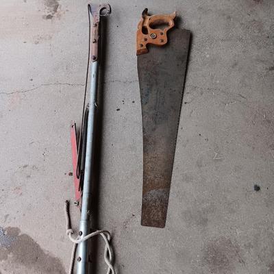 Hand saw and long bar trimmers / loppers.