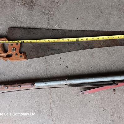 Hand saw and long bar trimmers / loppers.