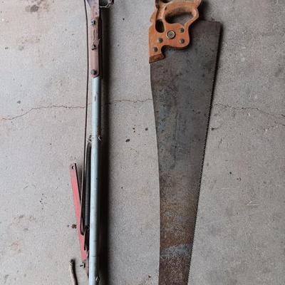 Hand saw and long bar trimmers / loppers.