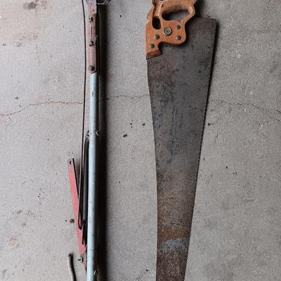 Hand saw and long bar trimmers / loppers.