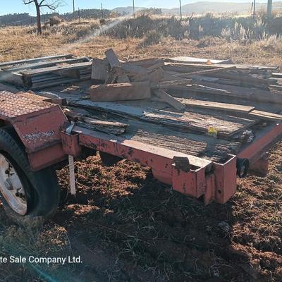 Steel framed flatbed trailer.