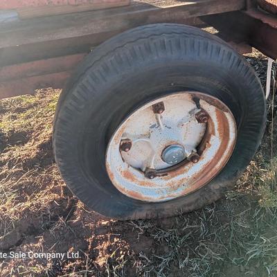 Steel framed flatbed trailer.
