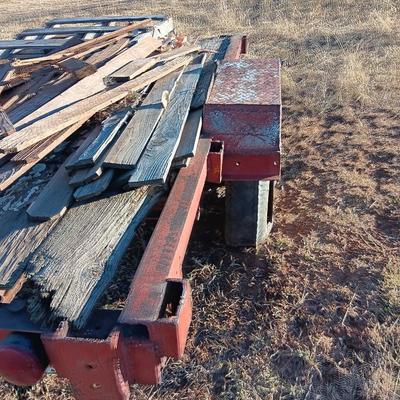 Steel framed flatbed trailer.