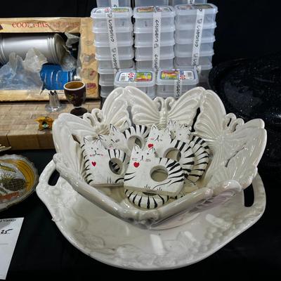 Ceramics glass and Japanese small sorting bin boxes