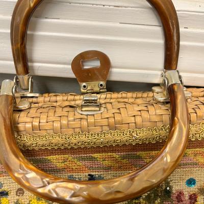 Handmade rattan vintage purse, glasses cases