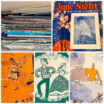 Lot of Antique & Vintage Piano Sheet Music