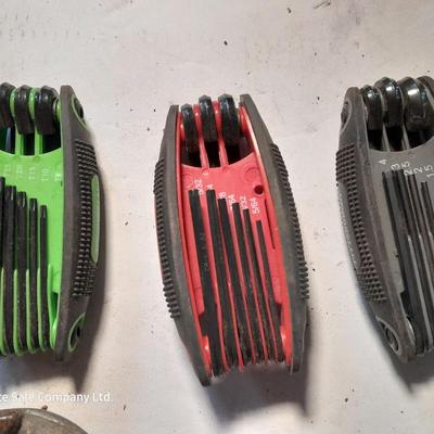 Variety of hand tools with Allen wrench sets