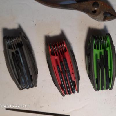 Variety of hand tools with Allen wrench sets