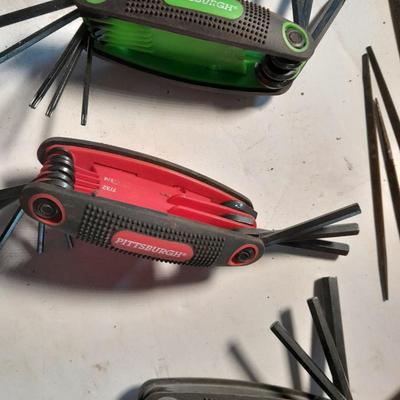 Variety of hand tools with Allen wrench sets