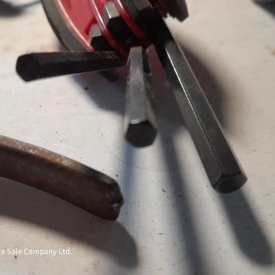 Variety of hand tools with Allen wrench sets