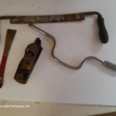 Vintage hand tools - Drill - planer - draw knife and more