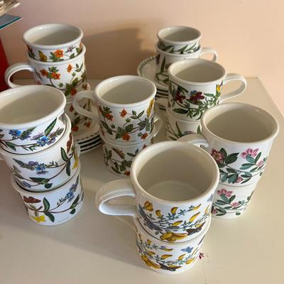 30 Pc. Lot Portmeirion Botanic Garden Tea Cups, Saucers, Ramekins