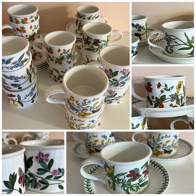 30 Pc. Lot Portmeirion Botanic Garden Tea Cups, Saucers, Ramekins