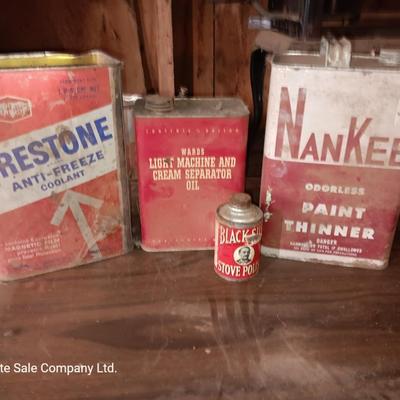 Vintage metal cans - Firestone anti-freeze - Nanke paint thinner and more