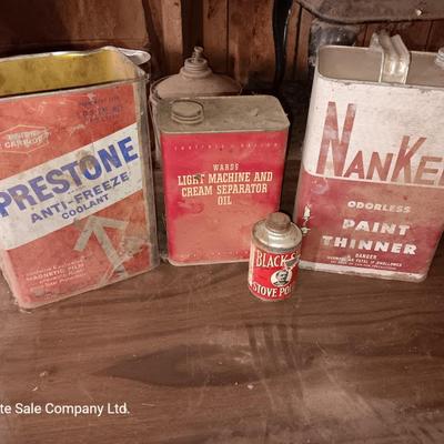 Vintage metal cans - Firestone anti-freeze - Nanke paint thinner and more