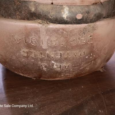 Antique Glass kerosene bottle AF-3 patented Dec. 15, 1914