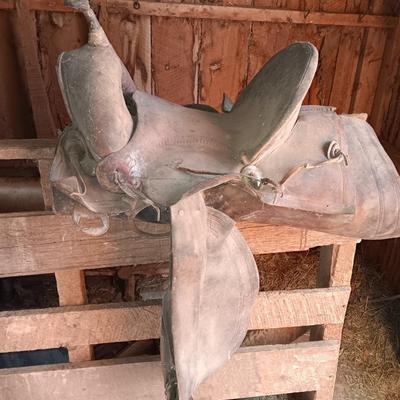 Old leather worn out saddle best for decorative use