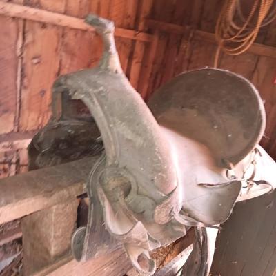 Old leather worn out saddle best for decorative use