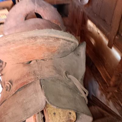 Old leather worn out saddle best for decorative use