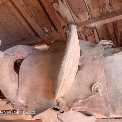 Old leather worn out saddle best for decorative use