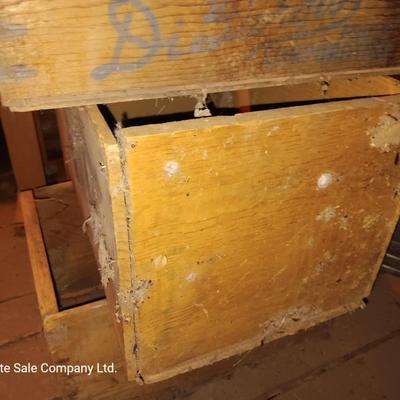 Three antique wooden crates / boxes