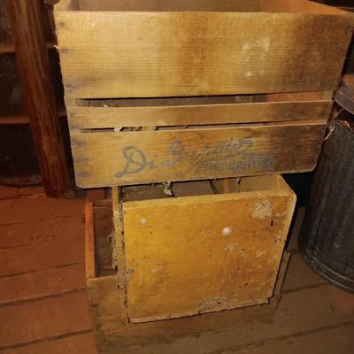 Three antique wooden crates / boxes
