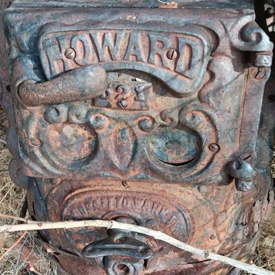 Antique Howard stove for yard art or parts