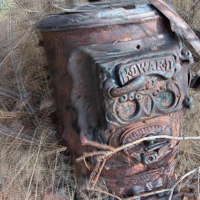 Antique Howard stove for yard art or parts