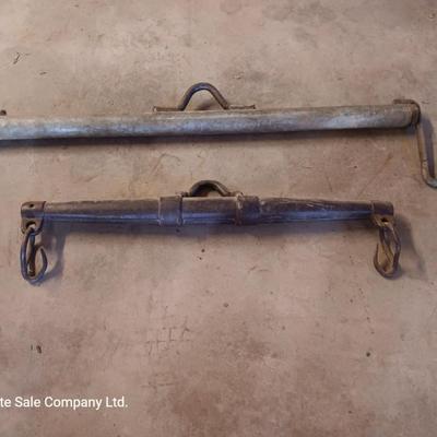 Antique steel single tree? with homemade pipe single tree or drawbar