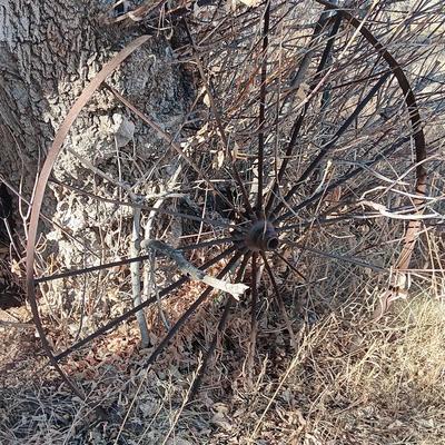 Antique 54" metal wheel in good condition - yard art