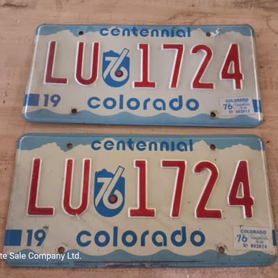 1976 Colorado centennial License plates