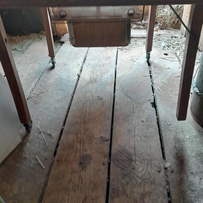 Really neat Antique baby tender/ sewing folding table with drawer