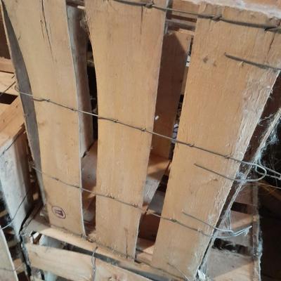 Three slat wood and wire Wood crates