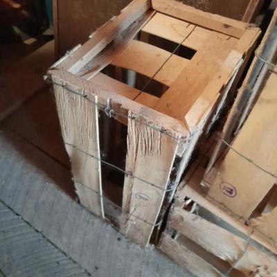Three slat wood and wire Wood crates