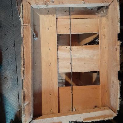 Three slat wood and wire Wood crates