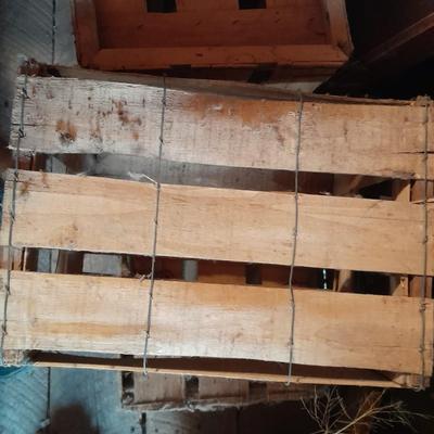 Three slat wood and wire Wood crates