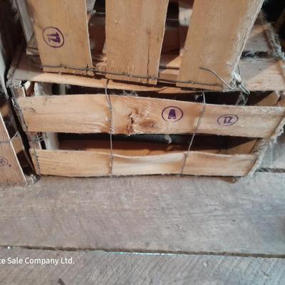 Three slat wood and wire Wood crates