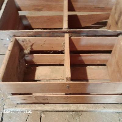 Two wooden divided crates