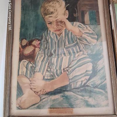Three vintage framed artwork prints