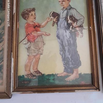 Three vintage framed artwork prints