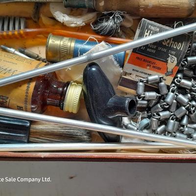Vintage gun cleaning kit with tools and accessories