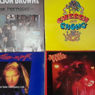 Four LP Records - Cheech & Chong - Jackson Browne - Alisson Moyet - and April Wine