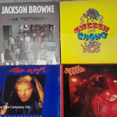 Four LP Records - Cheech & Chong - Jackson Browne - Alisson Moyet - and April Wine