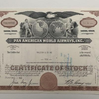 Pan American World Airways, INC Ten Shares Certificate of Stock