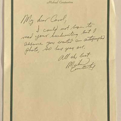 Michael Constantine signed letter