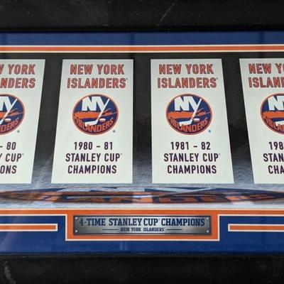 N.Y. Islanders Stanley Cup Banners Framed Photo